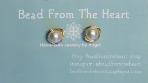 Single Stone Wire-Wrapped Stud Earrings