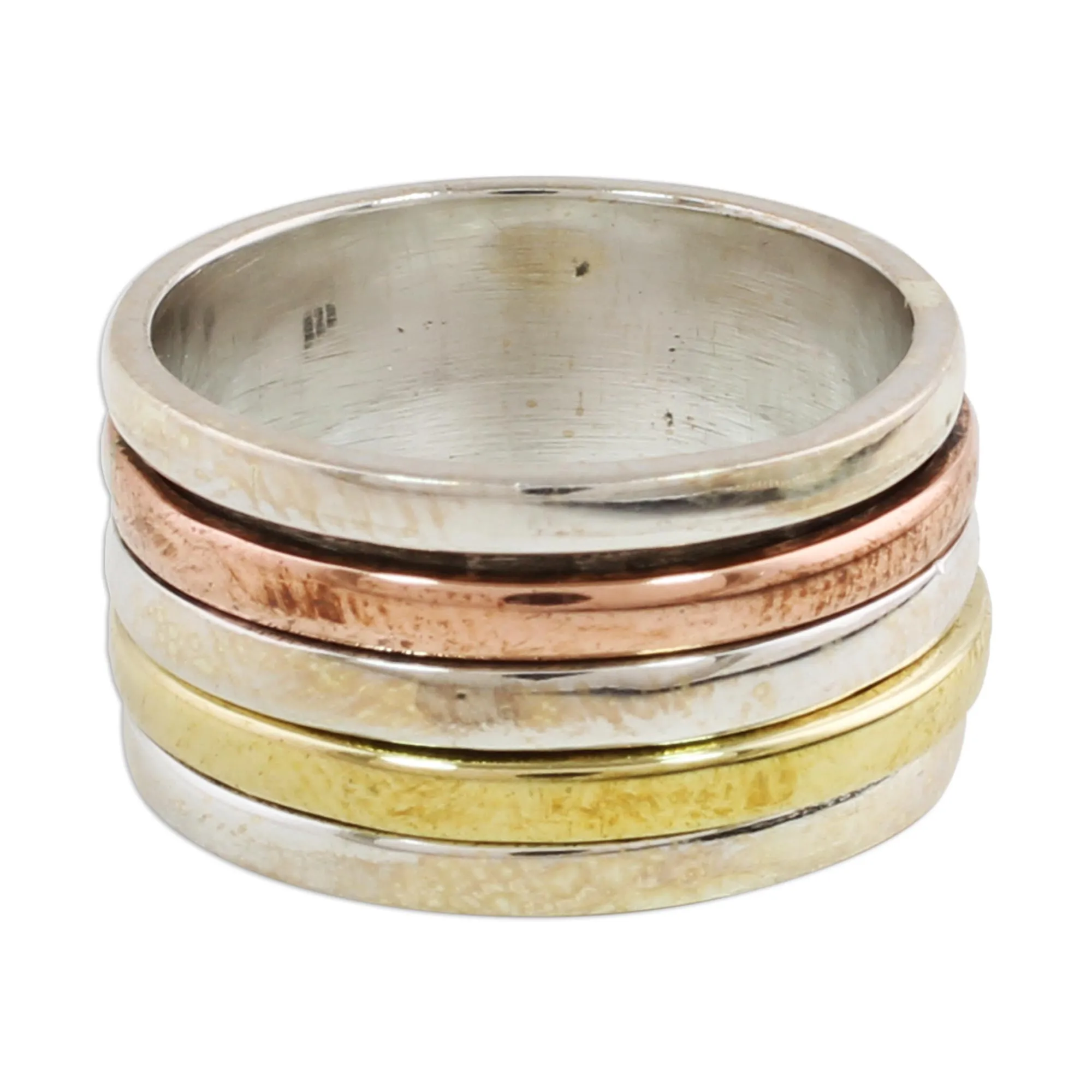 Sleek Simplicity Tri-Tone Meditation Spinner Ring