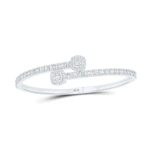 Sparkling Baguette Diamond Cuff Bangle Bracelet in 10kt White Gold - 1-5/8 Cttw