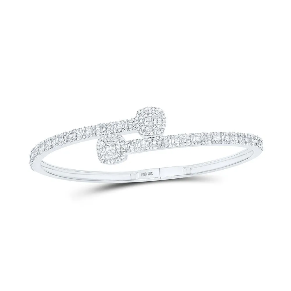 Sparkling Baguette Diamond Cuff Bangle Bracelet in 10kt White Gold - 1-5/8 Cttw
