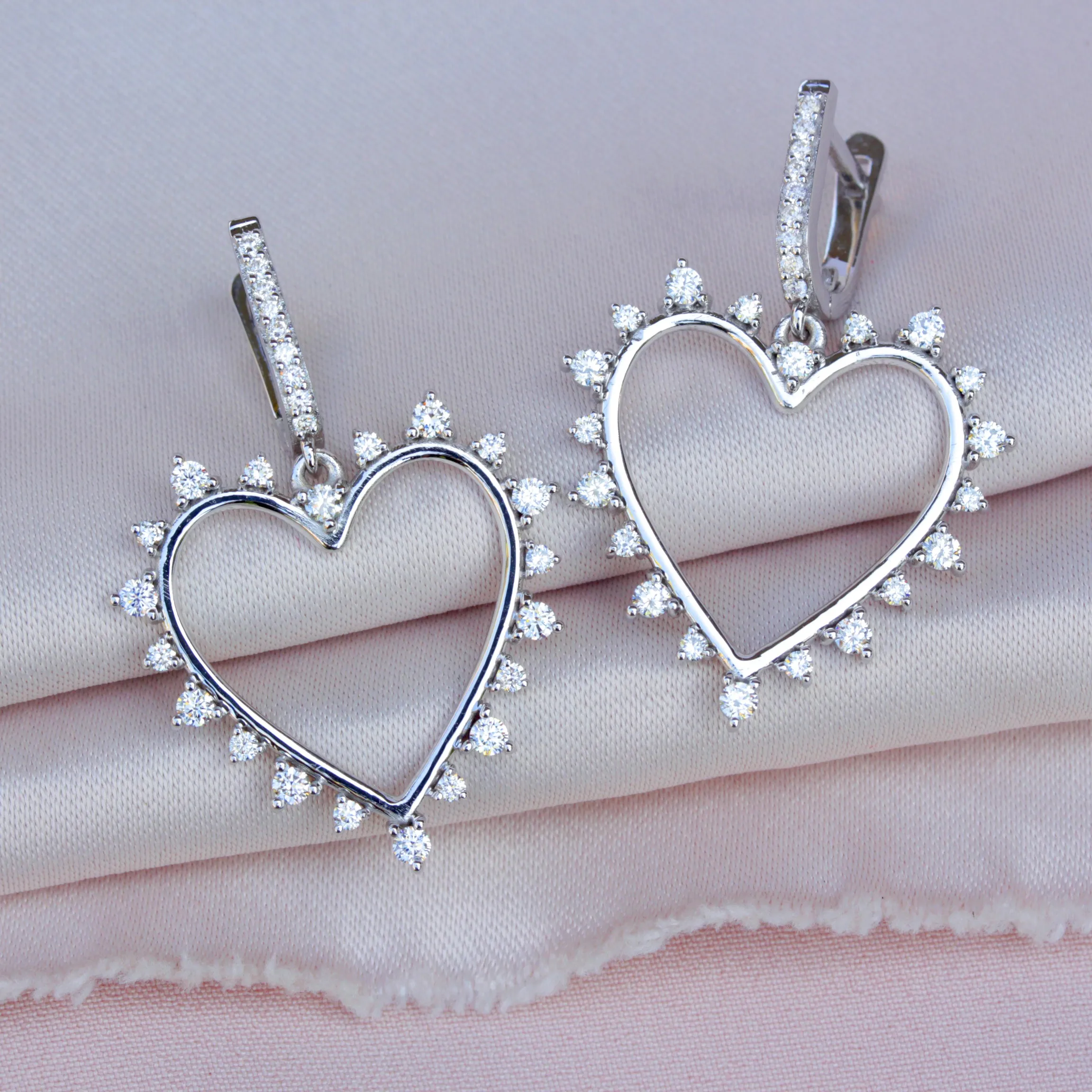 Sparkly Heart Diamond Earrings