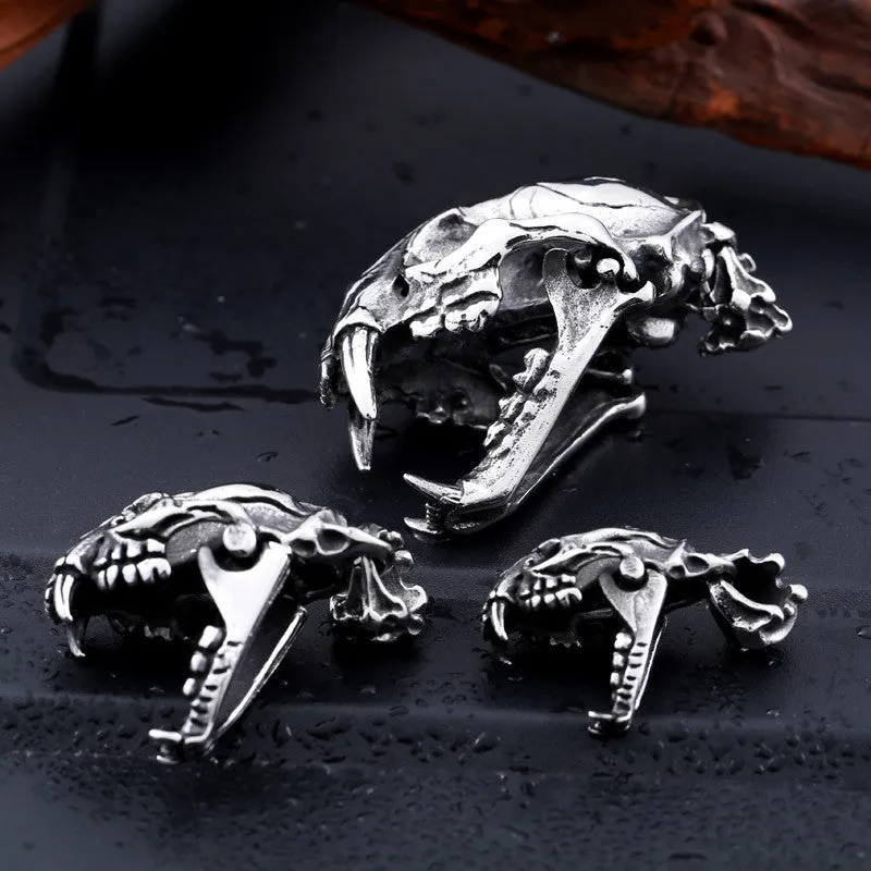 Stainless Steel Dino Skull Pendant Necklace