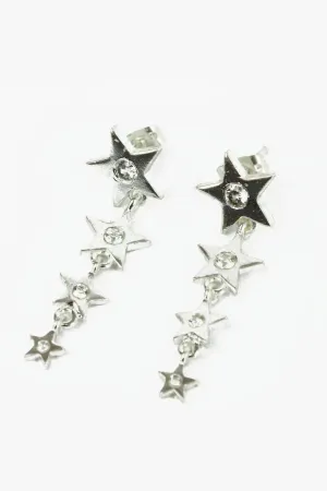 Star Chain Drop Earrings | Silver & Cz