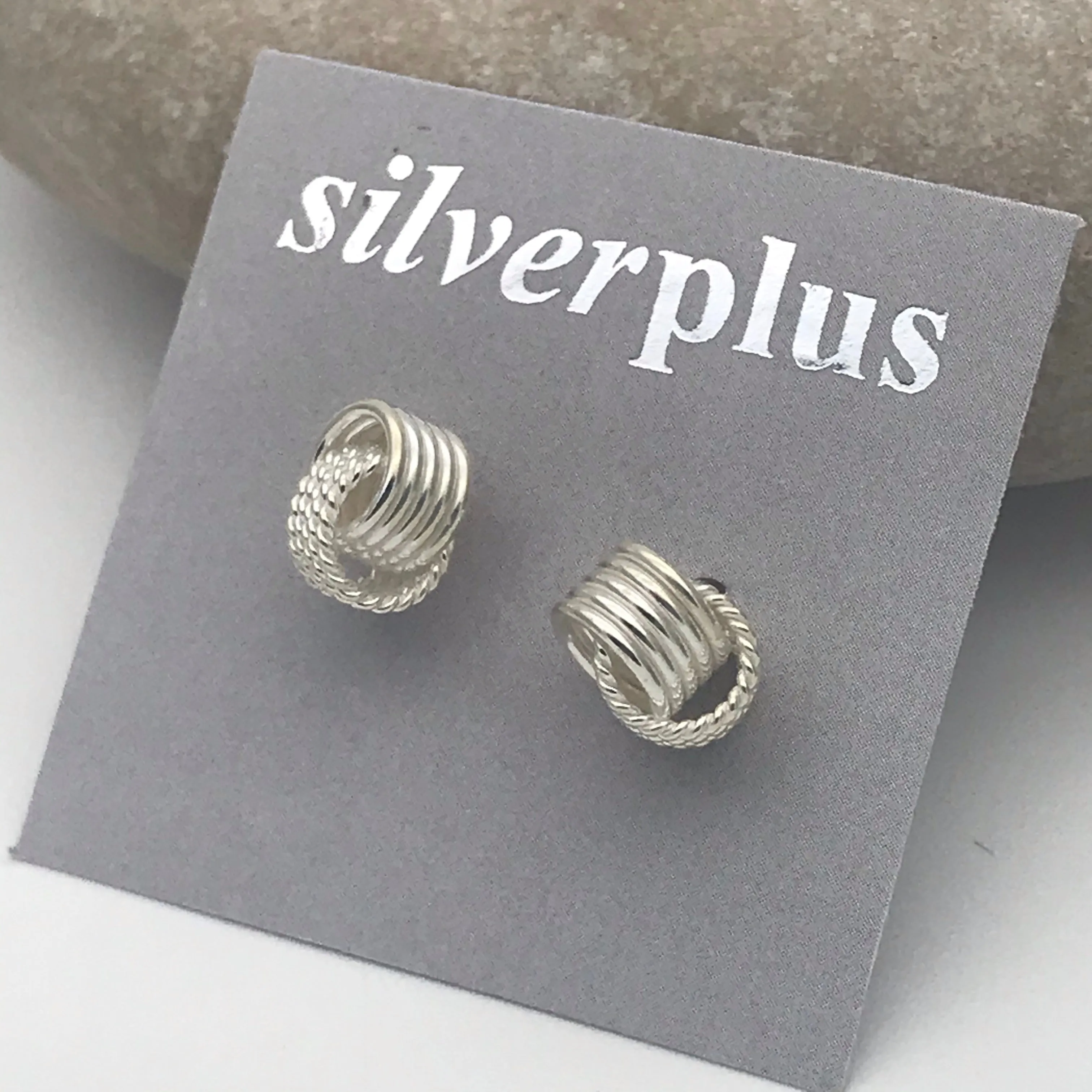 Sterling Silver Double interlocking Stud Earrings