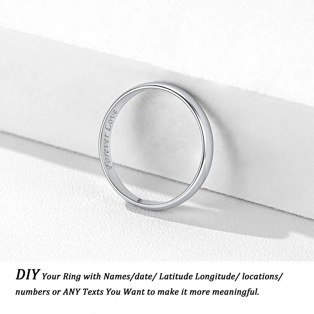 Sterling Silver Minimalist Band Rings for Couple Men Women