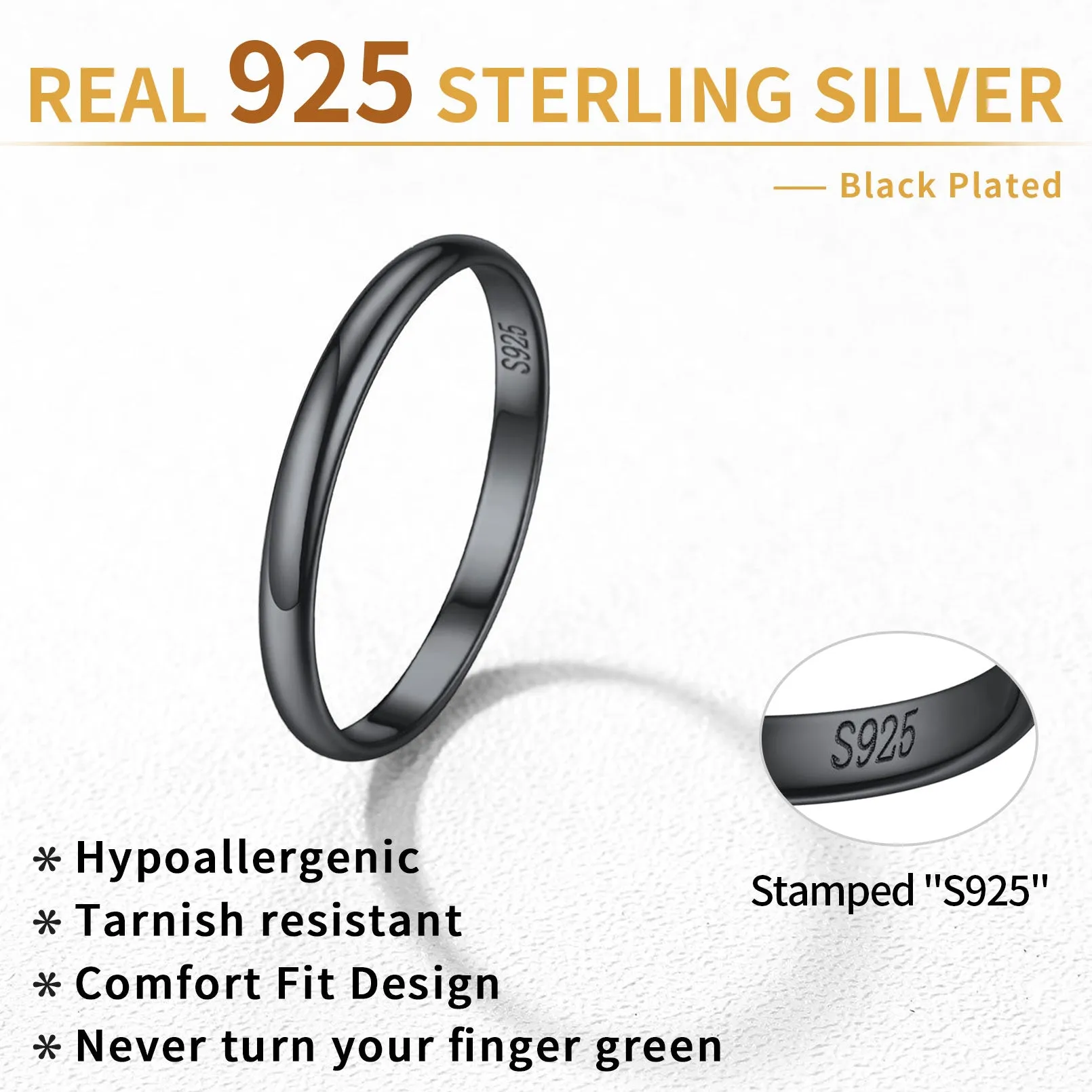 Sterling Silver Minimalist Band Rings for Couple Men Women
