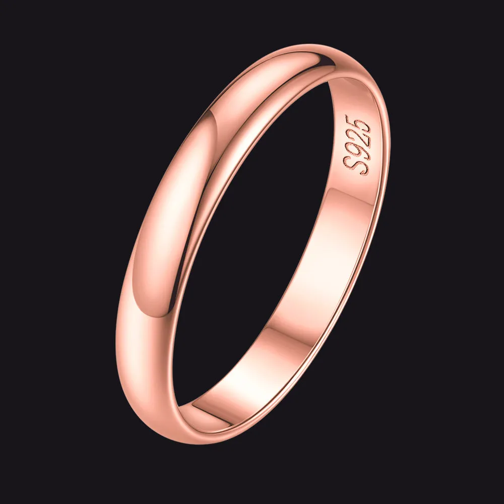 Sterling Silver Minimalist Band Rings for Couple Men Women