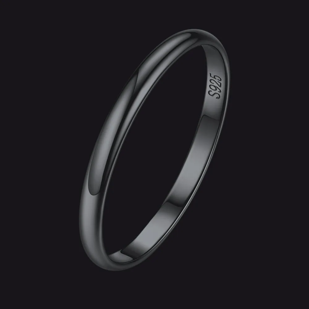 Sterling Silver Minimalist Band Rings for Couple Men Women