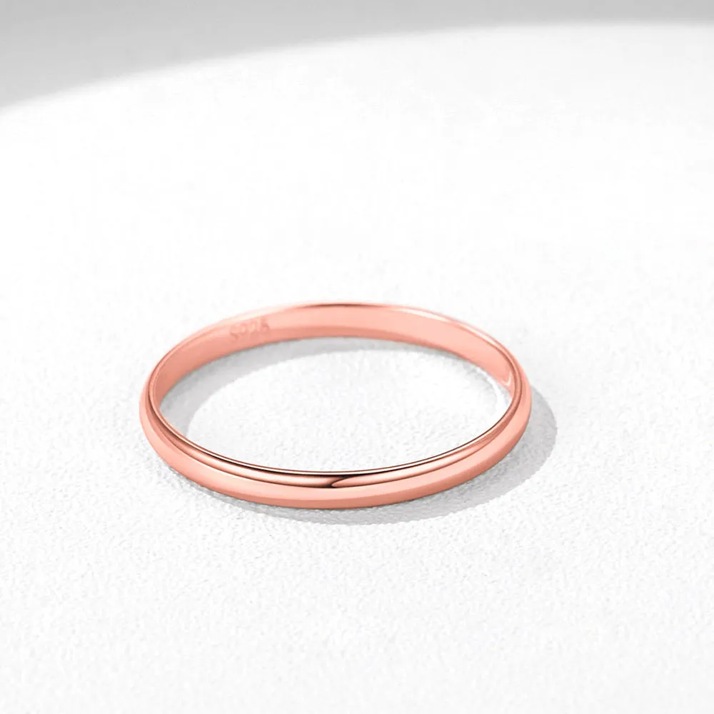 Sterling Silver Minimalist Band Rings for Couple Men Women