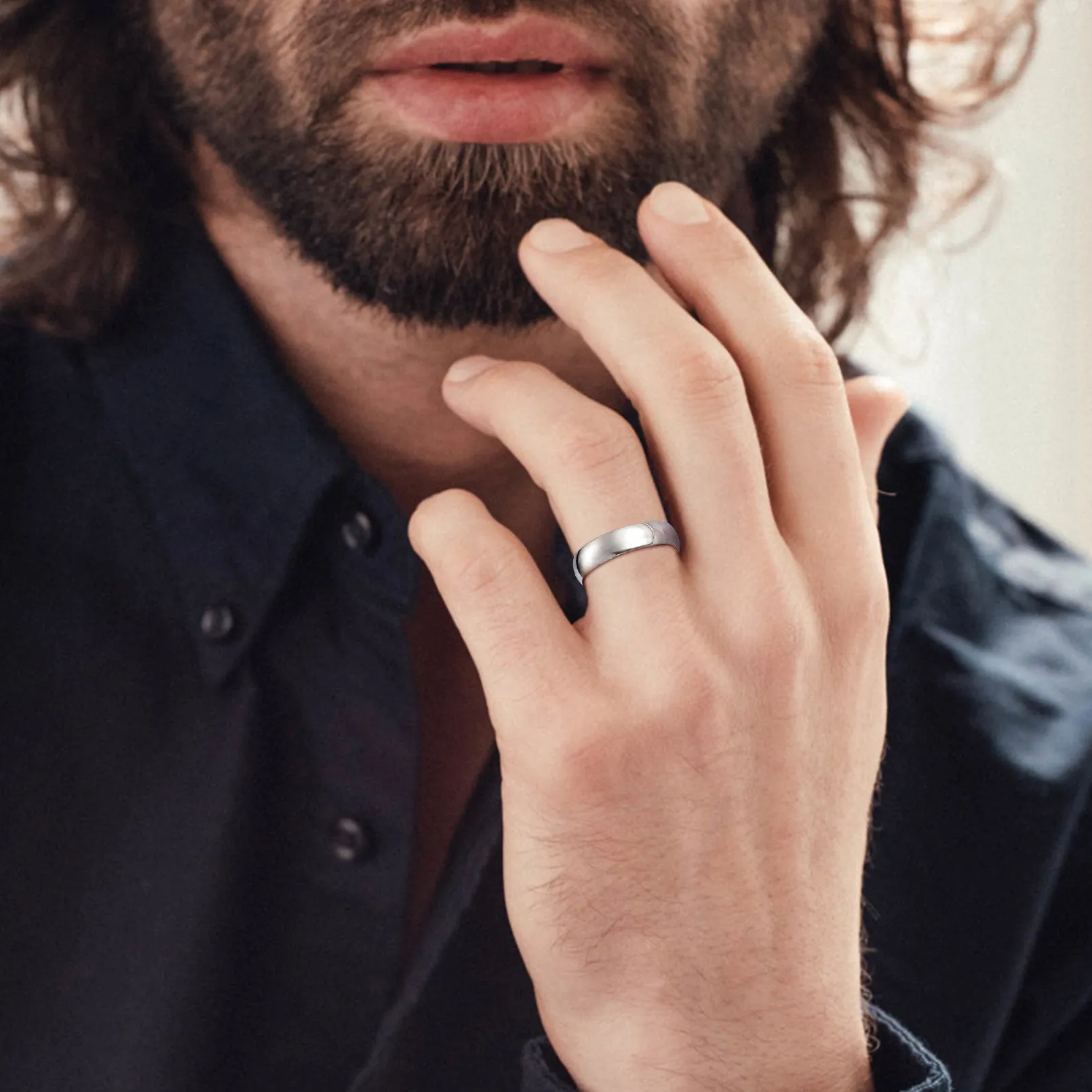 Sterling Silver Minimalist Band Rings for Couple Men Women