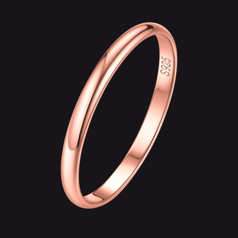 Sterling Silver Minimalist Band Rings for Couple Men Women