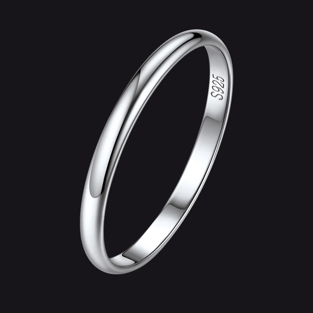 Sterling Silver Minimalist Band Rings for Couple Men Women