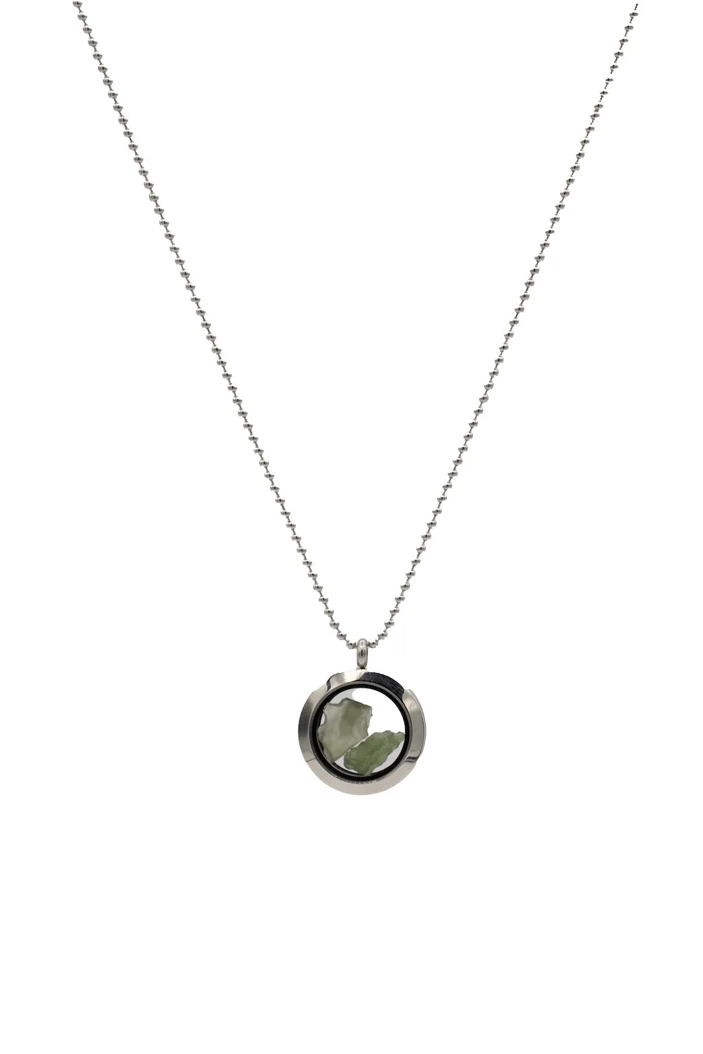 Sterling Silver Raw Moldavite Lockett Necklace