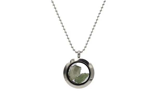Sterling Silver Raw Moldavite Lockett Necklace