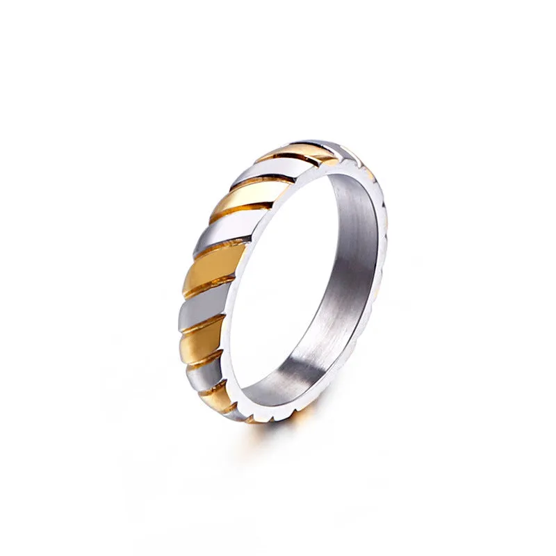 Stylish Couples' Striped Titanium Steel Rings - European and American Fashion Accessories for Men and Women