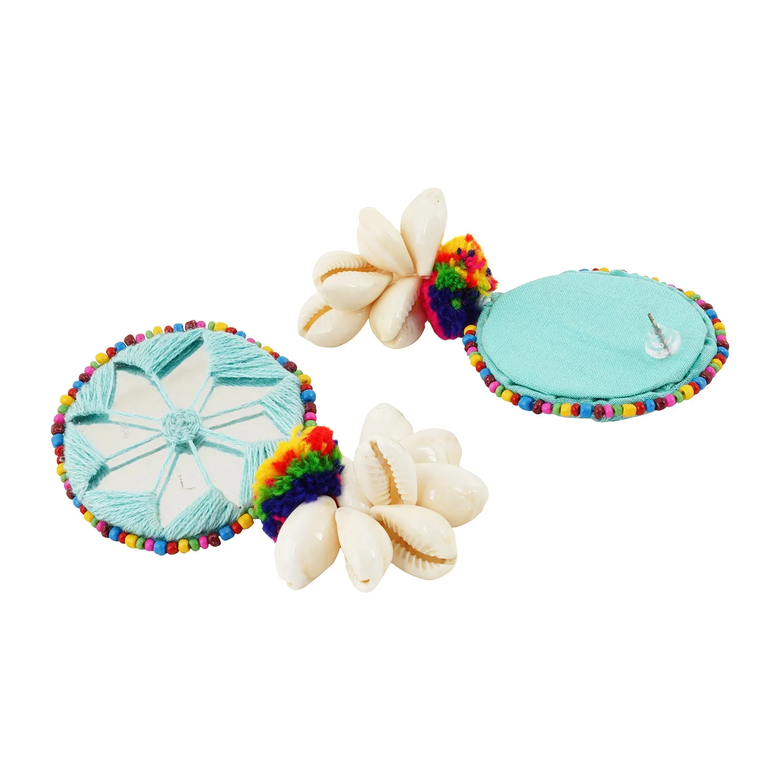 Teejh Abhigita Blue Fabric and Mirror Earring