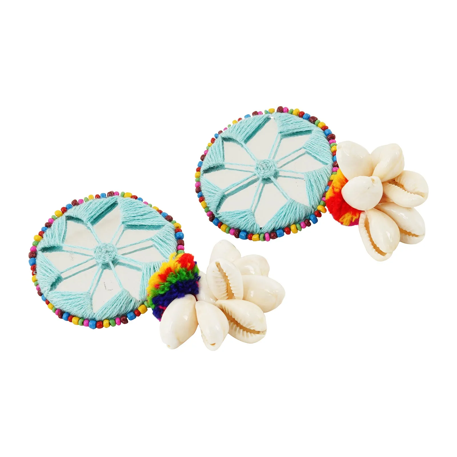 Teejh Abhigita Blue Fabric and Mirror Earring