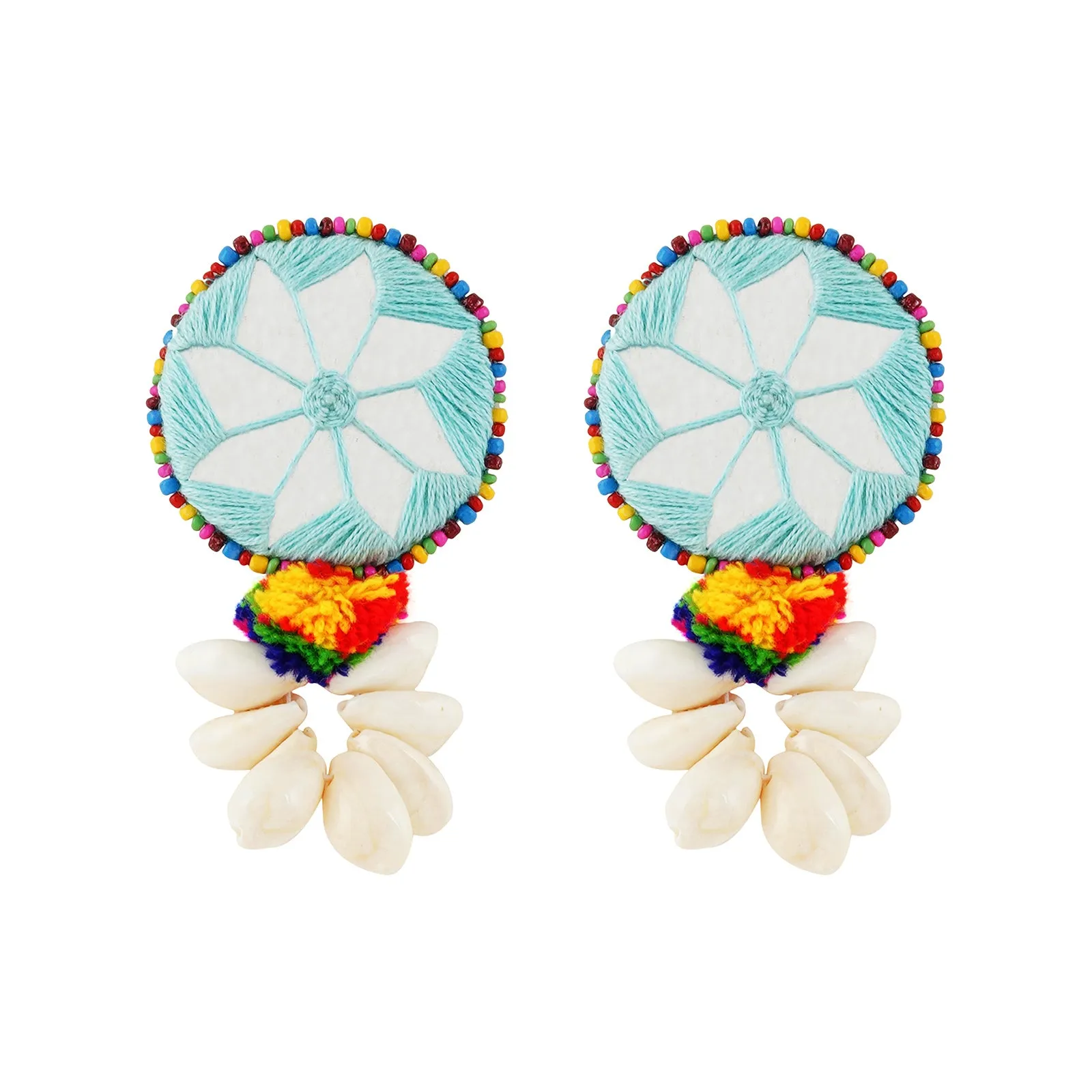 Teejh Abhigita Blue Fabric and Mirror Earring