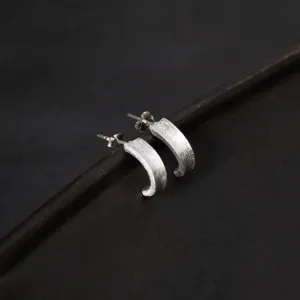 Textured Silver Stud Earrings