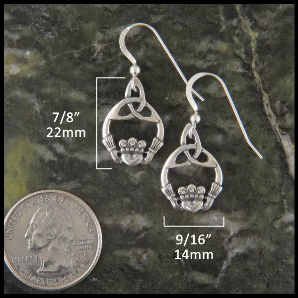 Trinity Claddagh Earrings in Silver