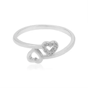 Twilight Hearts Rhodium Plated 925 Sleek Stone Rings