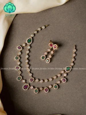 TWO STEP - stylish and minimal elegant neckwear with earrings- Zivara Fashion