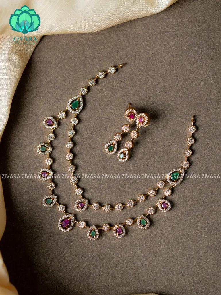 TWO STEP - stylish and minimal elegant neckwear with earrings- Zivara Fashion