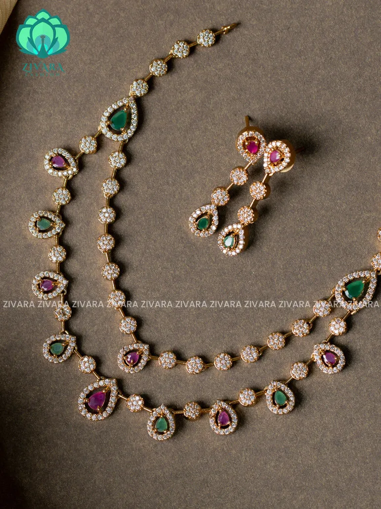 TWO STEP - stylish and minimal elegant neckwear with earrings- Zivara Fashion