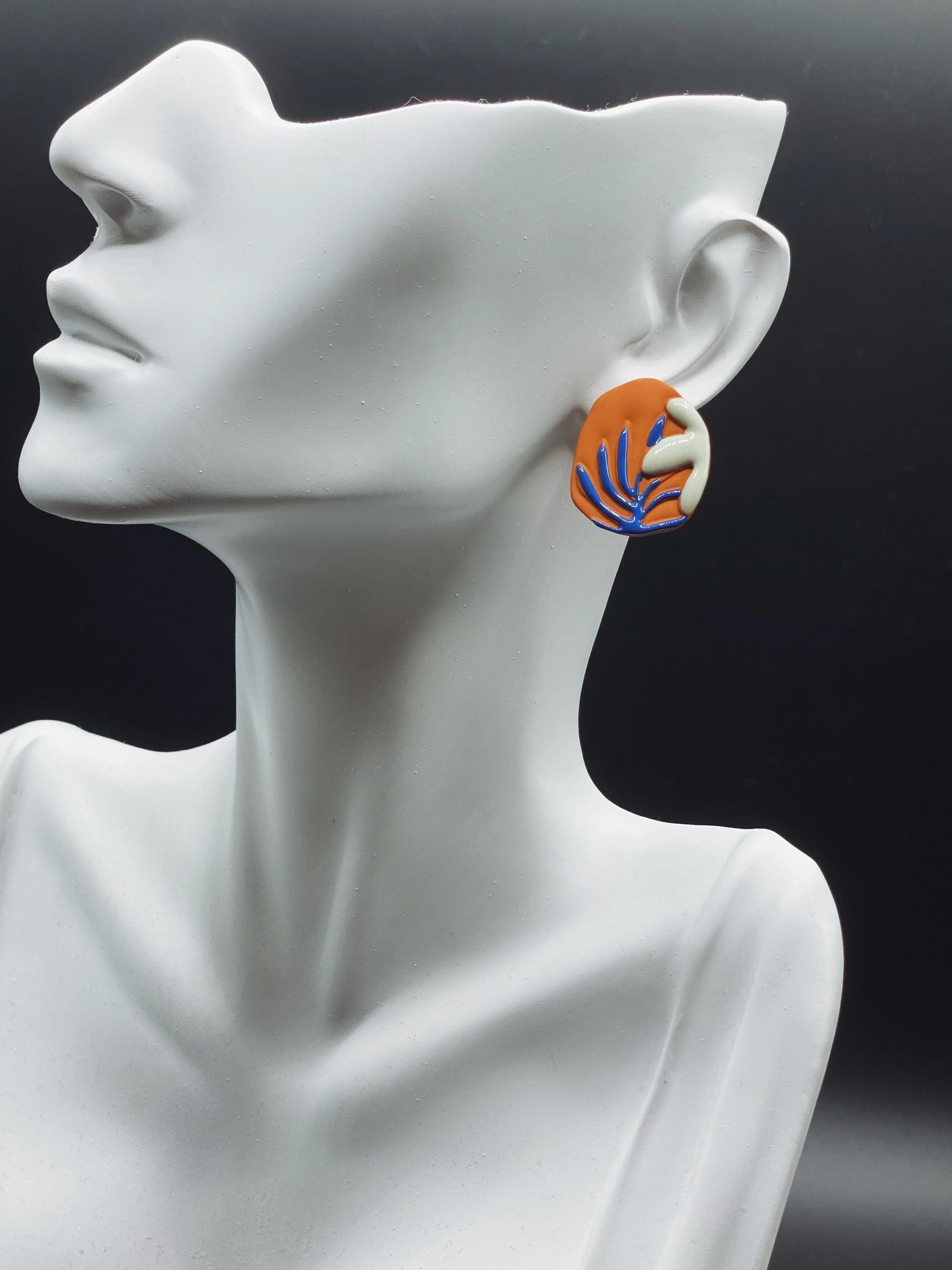 Vacation Stud Earrings - Handmade Oil Paint Vintage Art Vacation Earrings