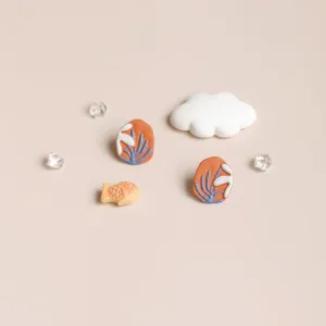 Vacation Stud Earrings - Handmade Oil Paint Vintage Art Vacation Earrings