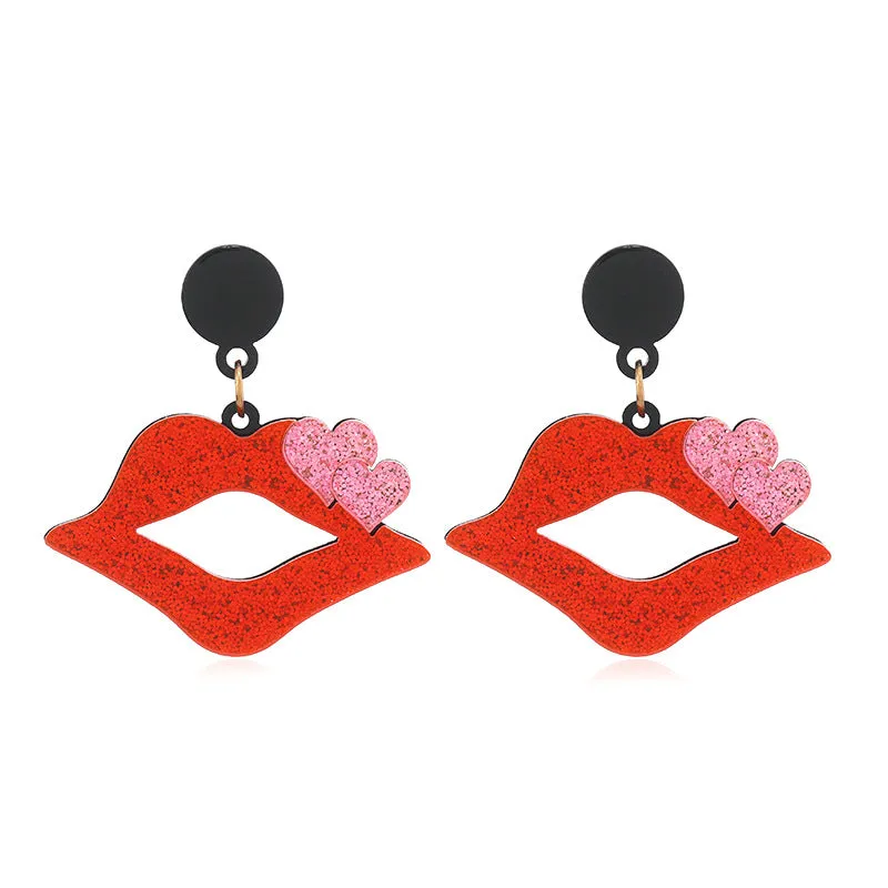 Wholesale Colorful Shiny Love Lip Acrylic Earrings