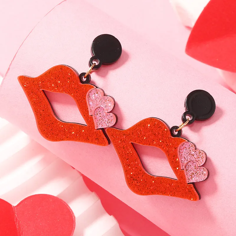 Wholesale Colorful Shiny Love Lip Acrylic Earrings
