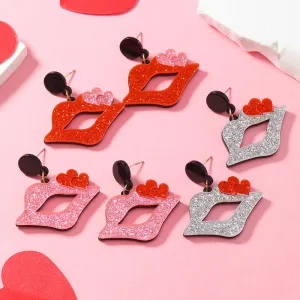 Wholesale Colorful Shiny Love Lip Acrylic Earrings