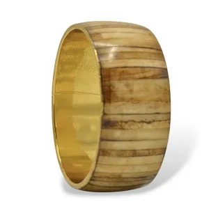 Wide Gold-Tone Bangle with Natural bone  Inlay 2.8" Diameter #FW1200020 (OE25/BH6)