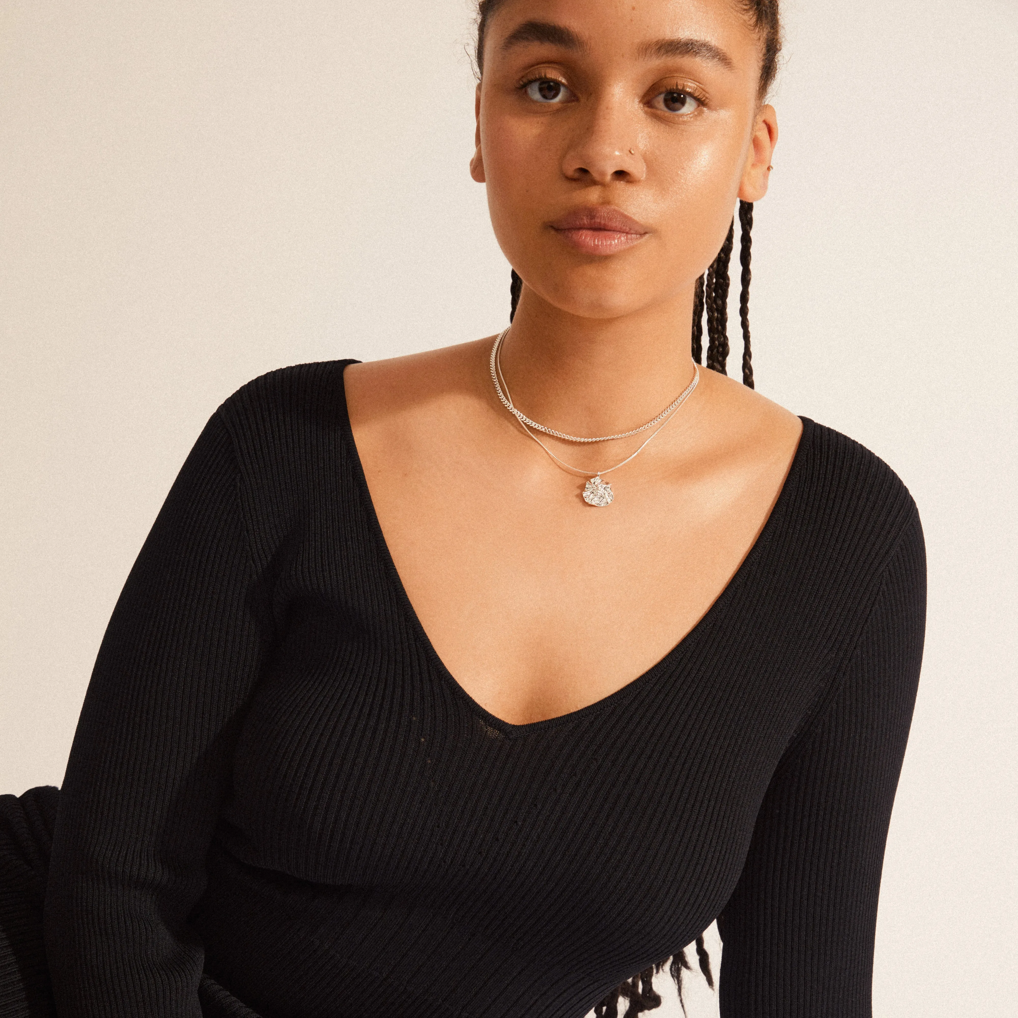 WILLPOWER curb & coin necklace, 2-in-1 set, silver-plated
