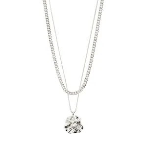 WILLPOWER curb & coin necklace, 2-in-1 set, silver-plated