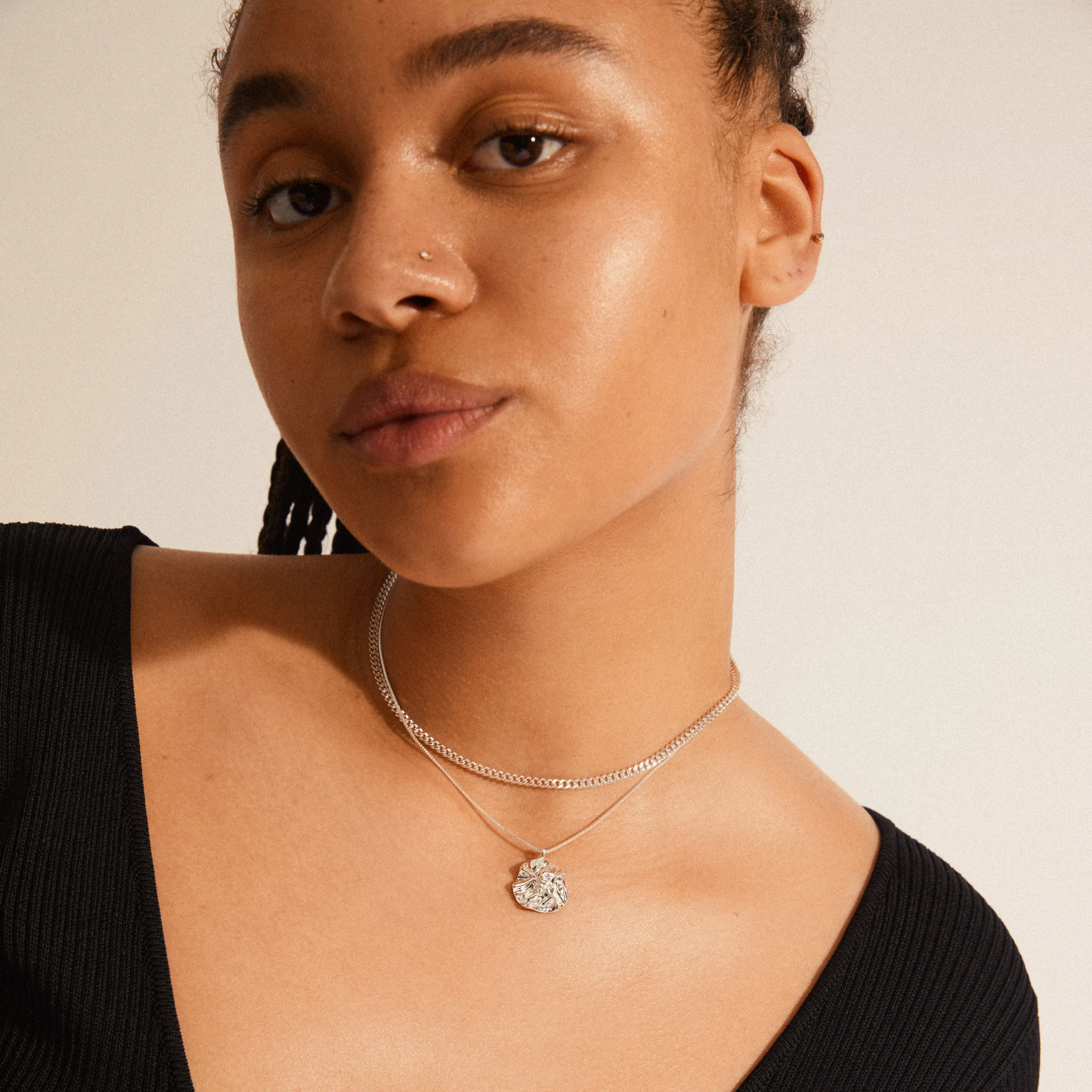 WILLPOWER curb & coin necklace, 2-in-1 set, silver-plated