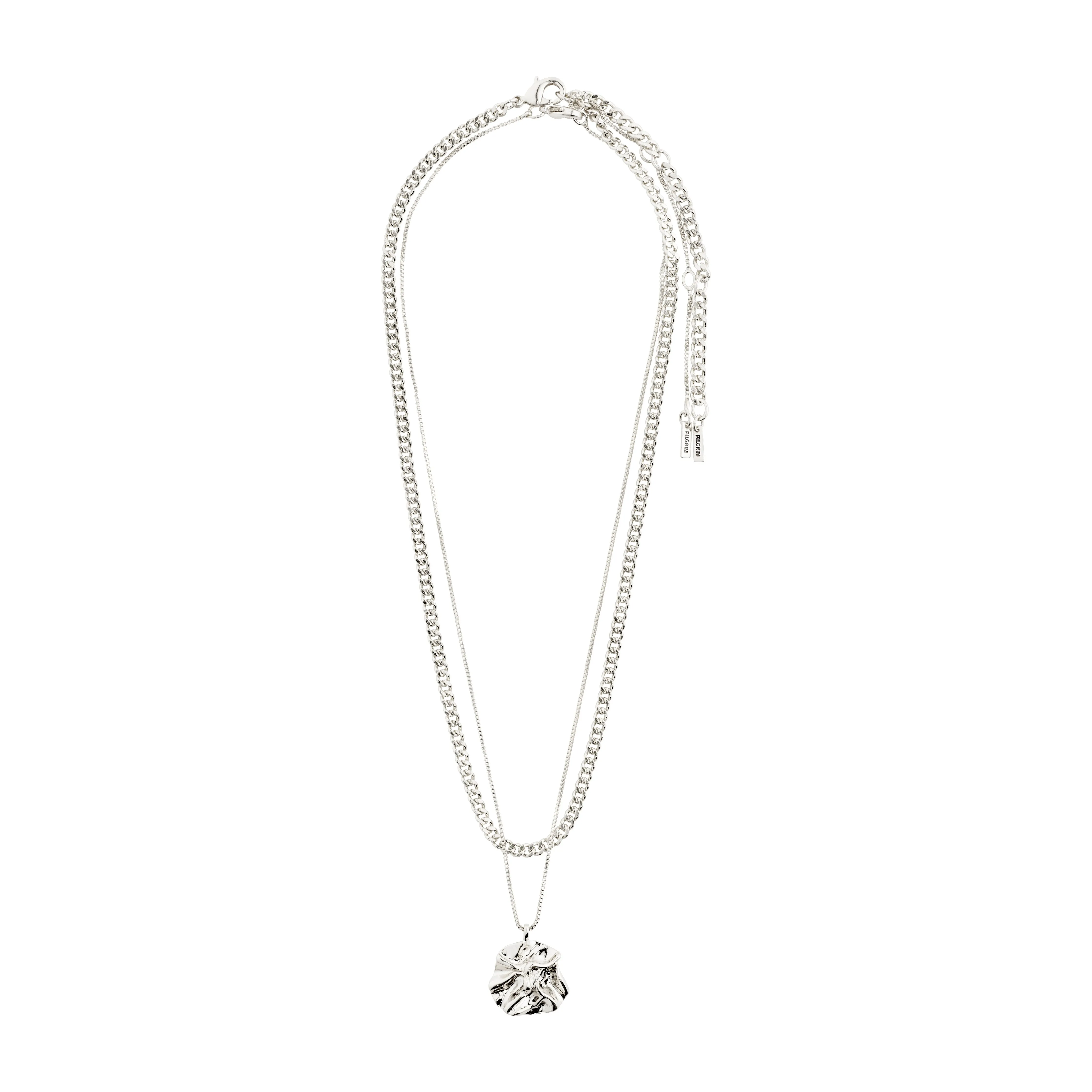 WILLPOWER curb & coin necklace, 2-in-1 set, silver-plated
