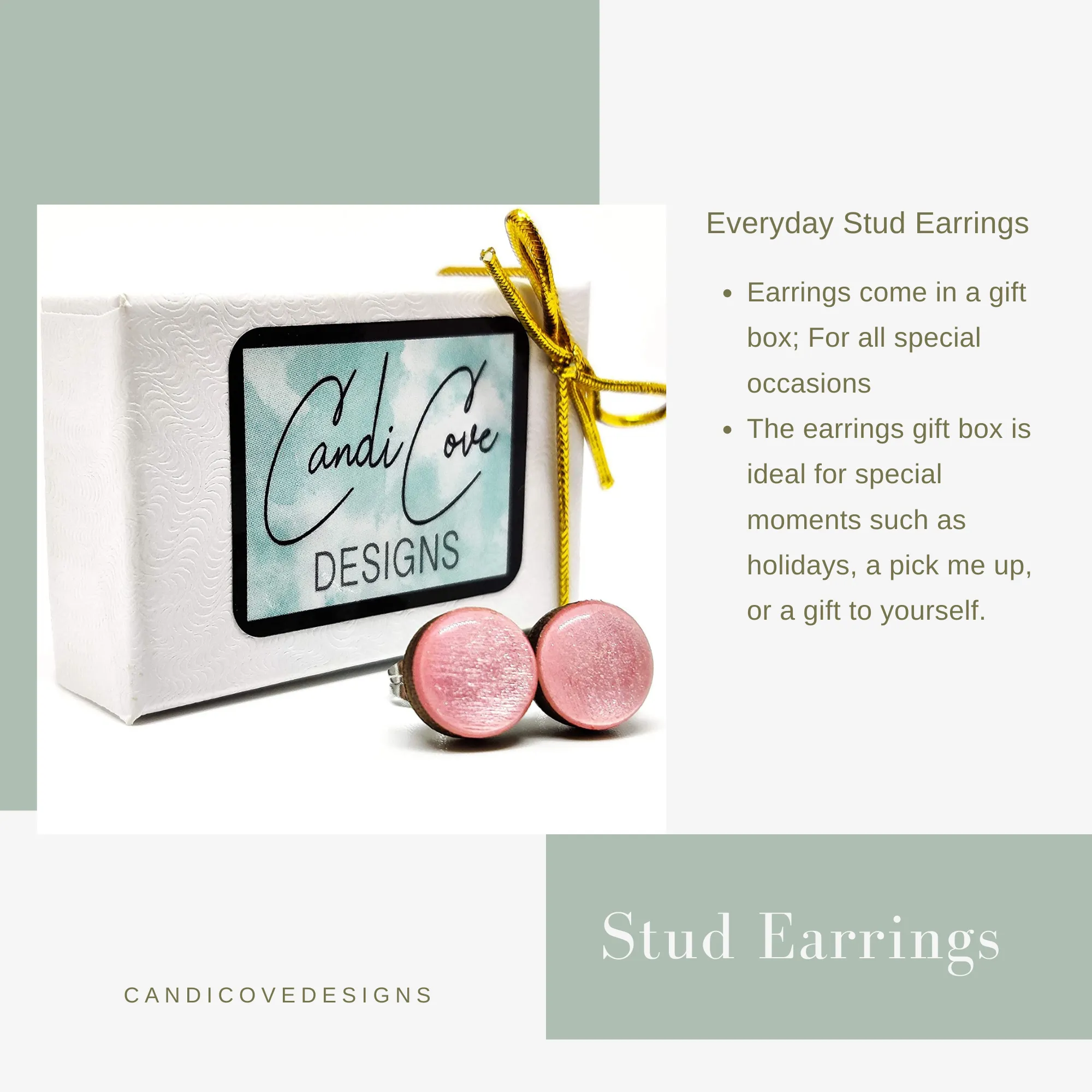 Winter Wonderland Stud Earrings by Candi Cove Designs