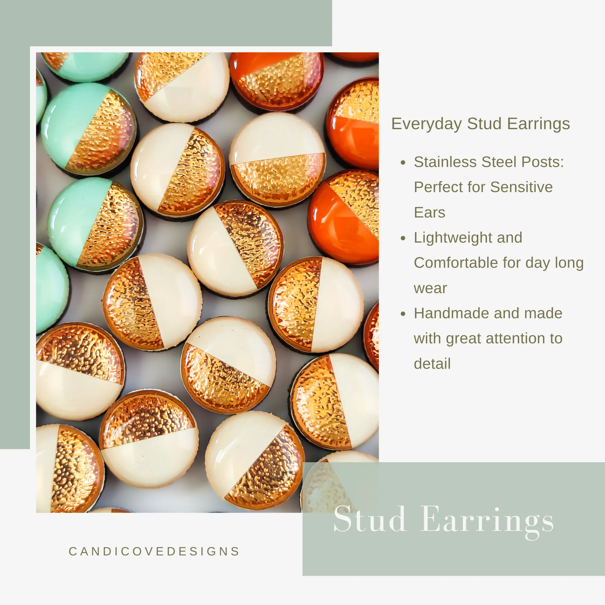 Winter Wonderland Stud Earrings by Candi Cove Designs