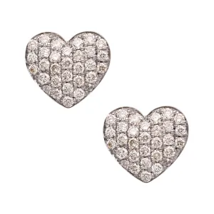 Women's Heart Diamond Stud Earrings 0.85ct 14K White Gold