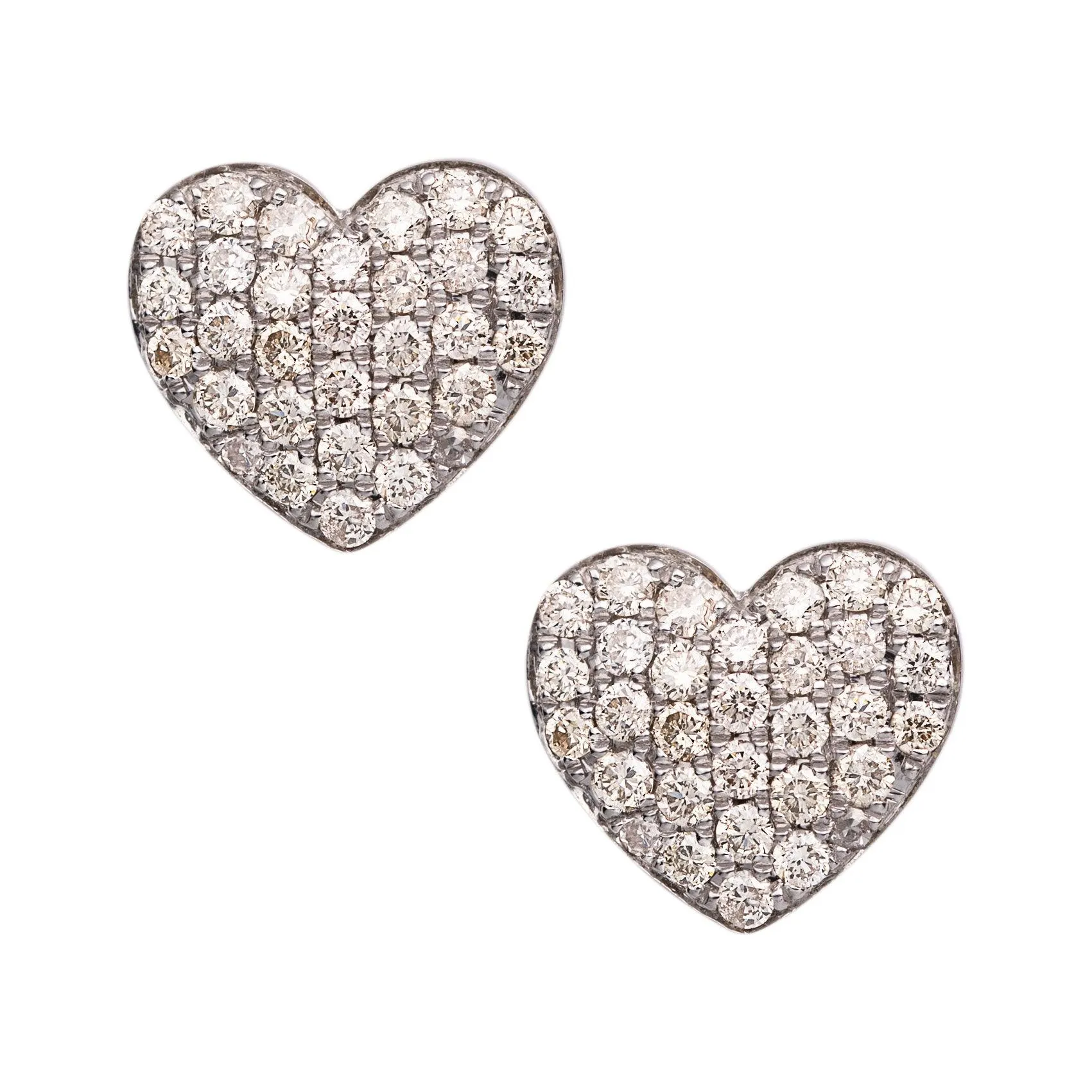 Women's Heart Diamond Stud Earrings 0.85ct 14K White Gold