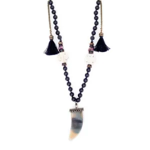 Zeus Raw Ruby and Onyx Ornate Cross Necklace