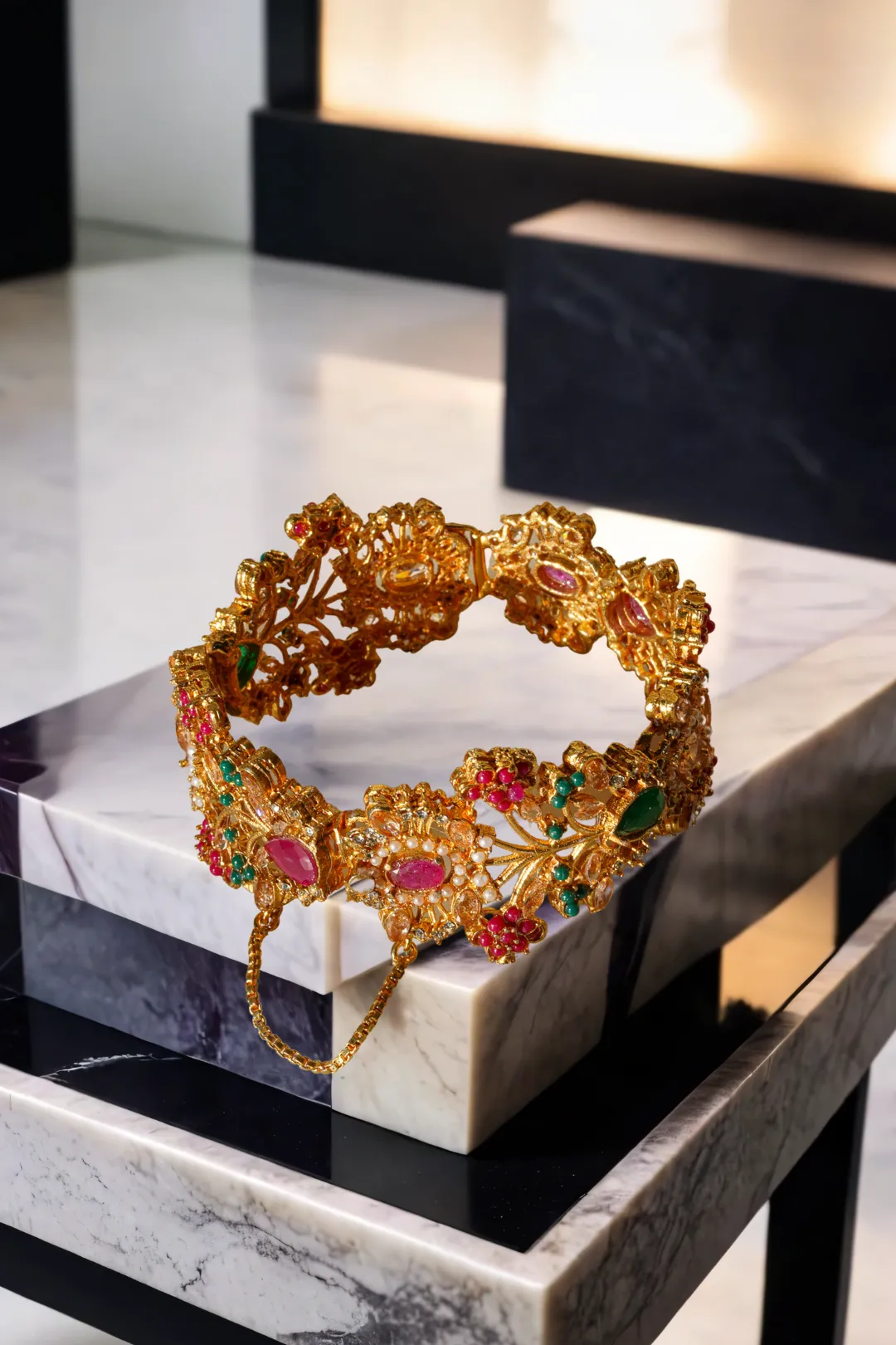 Ziya - Intricate Gold Plated Multicolor Bangles (Set of 2)